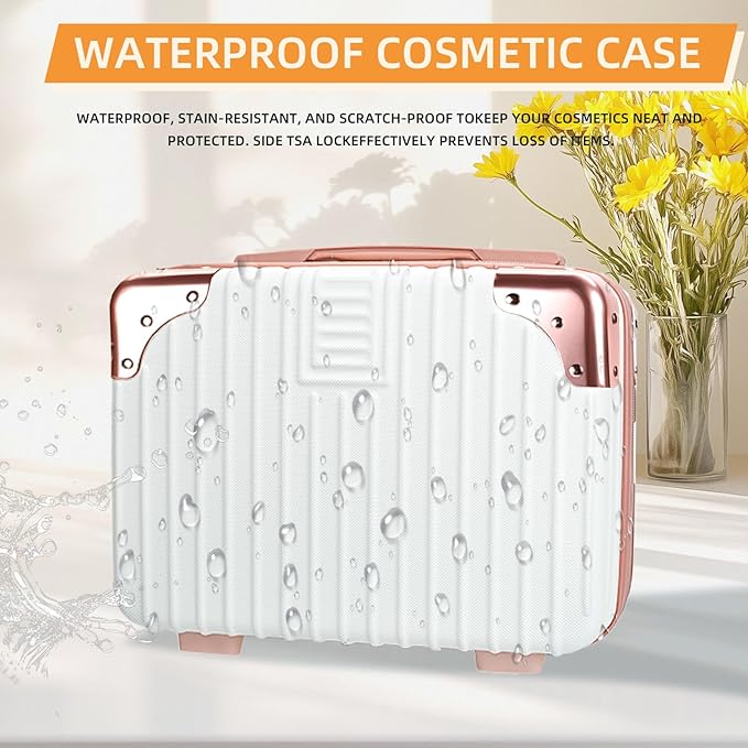 14inch Hard Shell Cosmetic Organizer Travel Train Hand Luggage Small Portable Carrying Suitcase Makeup Case Bag for Women Toiletry
