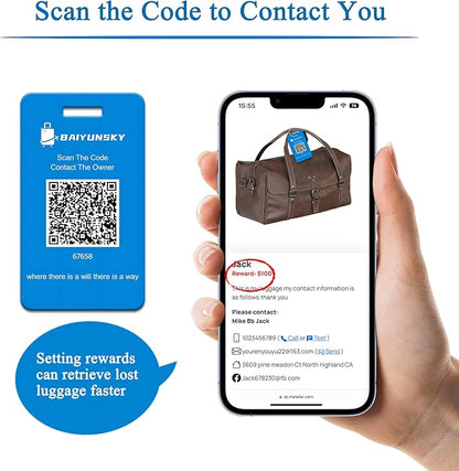 Smart Luggage Tags for Suitcases, 4 Pack Privacy QR Code Security Information Luggage Tag, Steel Ring, Waterproof Easy Identify Personalized Luggage Tag, No App or Subscription Needed (4 Colours)