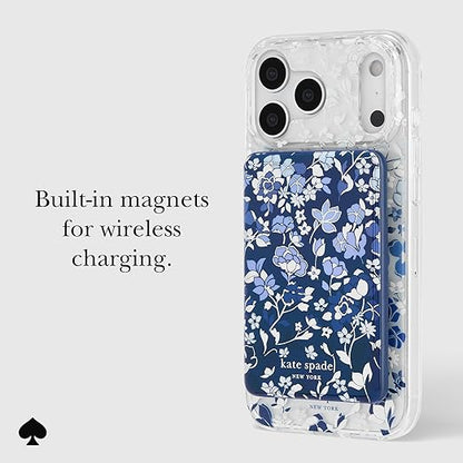 kate spade new york MagSafe Portable Charger Power Bank 5000mAh - iPhone Charger for Fast Charging - Magnetic Wireless Battery Pack with USB-C Port - Flowerbed Blue