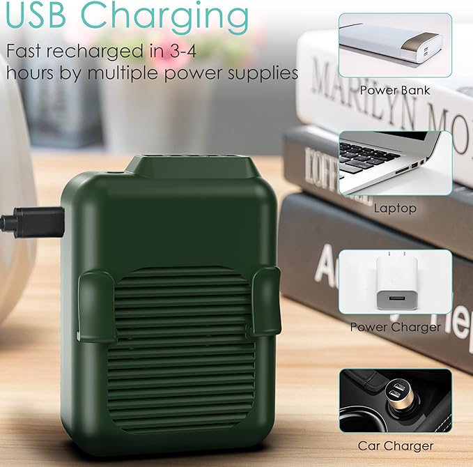 COMLIFE Portable Mini Waist Fan, 6000mAh Battery Powered Hands-free Wearable Fan With Max 23H Working Time, 3 Speeds, 5100RPM Strong Airflow for Jobsite, Farm, Fishing, Gardening And More (Green)