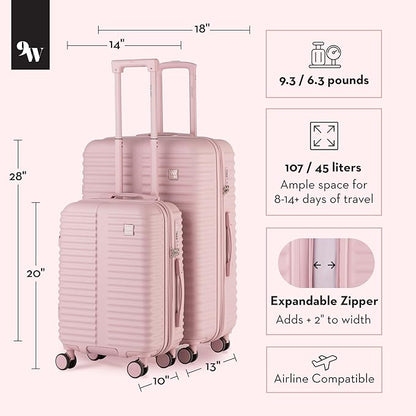 Nine West Suvi 2-Piece Smart Luggage Set (20/28), Hardshell Spinners with Cup Holder & USB Port, Expandable & Scuff-Resistant Surface Muted Lilac