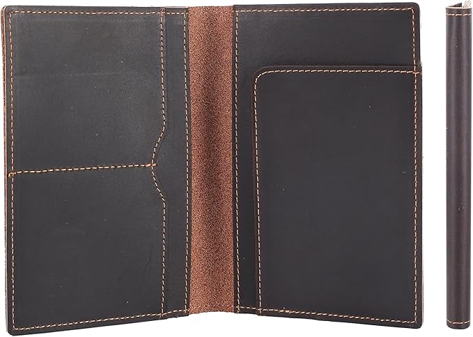 STAR VISTA Albatross Leather Travel Passport Holder, Minimalist Design, Full Grain Leather Case for Women and Men - Slim Passport Wallet, Bifold, RFID Blocking, Dark Chocolate