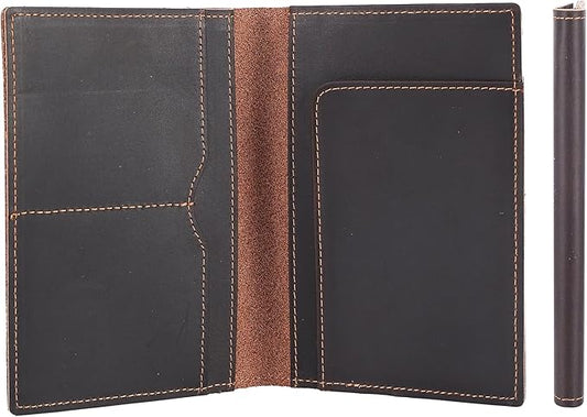 STAR VISTA Albatross Leather Travel Passport Holder, Minimalist Design, Full Grain Leather Case for Women and Men - Slim Passport Wallet, Bifold, RFID Blocking, Dark Chocolate