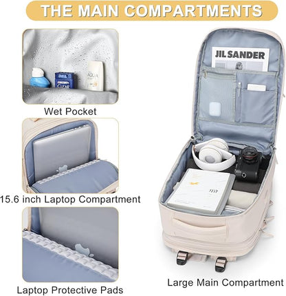 Casual Backpack Traveling Backpack, A-beige, Expandable, Travel Backpacks