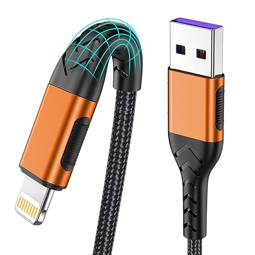 iPhone Charger, [Apple MFi Certified] 3Pack 10FT Lightning Cable for USB A Charger Cable, Fast iPhone Charging Cord Compatible with iPhone Xs Max/XS/XR/X/8/7/6S/6/Plus/SE/iPad(Orange)
