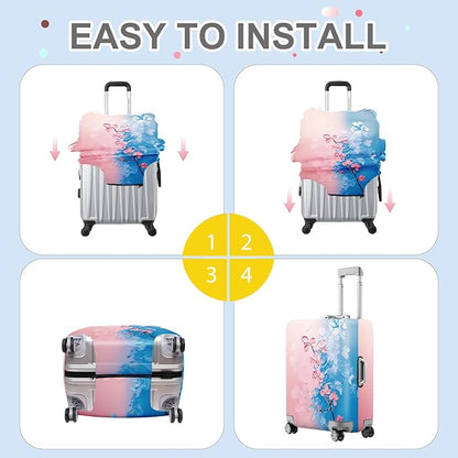 ANNA QUEEN Elegant Cherry Blossom Luggage Cover, Beautiful Floral Art Design, Stretchable, Washable Travel Sleeve for 20-34 Inch Luggage