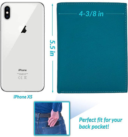 Teal RFID Genuine Leather Passport Wallet