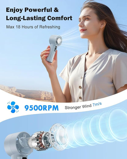 AMACOOL Handheld Fan with Ice Cooler, Mini Portable Fan Rechargeable, 18Hrs Cooling, 0-100 Adjustable Speed, Small Yet Powerful, Personal Hand Fans for Travel, Beach, Outdoor, Makeup, Gifts for Women