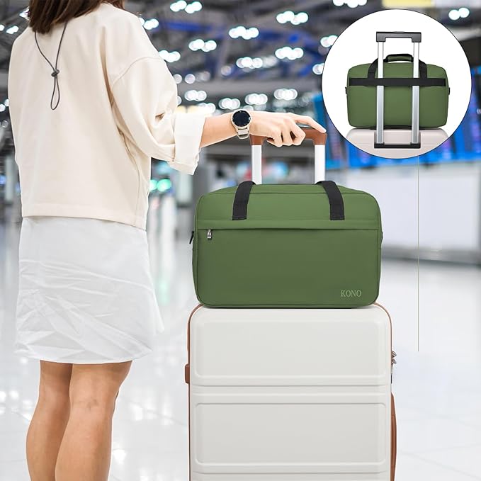 Kono Travel Duffel 20L Under Seat Carry-On Sports Tote Gym Weekender Overnight Bag - 15.75"x9.84"x7.87" Green