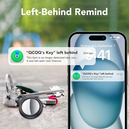 Air Tracker Tags-5 Pack Black | Bluetooth Tracker Work with Apple Find My (iOS Only), Smart Tag with Protective Case/Keychain/Lanyard, Item Finder for Luggage/Key/Suitcase, Replaceable Battery