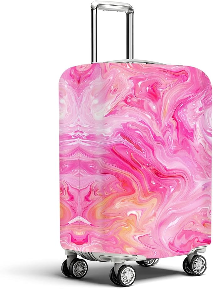 Pink Marble Luggage Cover Suitcase Protector Washable Anti Scratch Protective Sleeve Travel Accessories Baggage Wrap Fits 22-24 Inch Suitcase Covers and Luggage Skins for Travel Essentials