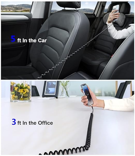 iPhone Charger Cable for Car (3FT/5FT), 2Pack Coiled Lightning Cable, [Apple MFi Certified] Retractable Charging Cord Compatible with iPhone 14/13/12/11 Pro Max/XS MAX/XR/XS/8/iPad/iPod/CarPlay