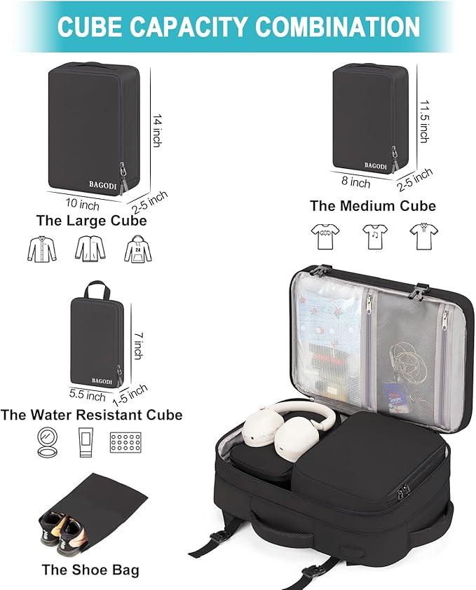 Carry On Backpack, 42L Flight Approved Travel Backpack for Men Women,Airline Approved Gym Backpack Waterproof Business Laptop Daypack Laptop Backpack,Casual Daypack for Business Weekend Hiking