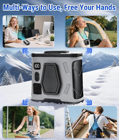 2025 Portable Waist Belt Clip Fan 10,000mAh/ 20,000RPM/ 40H Powerful 100% Copper Brushless Motor, Hands-free Rechargeable Wearable Shirt Fan, Personal Hanging Neck Fan for Outdoor Jobsite Camping