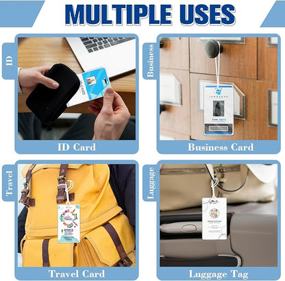 100 Pieces 7 Mil 2 1/2" x 4 1/4" Luggage Tag Laminating Pouches with Slot Hole Thermal Laminate Pouch Tags Kit Resealable for Work Permits Pass Cards Student ID Cards (100, 7 Mil)