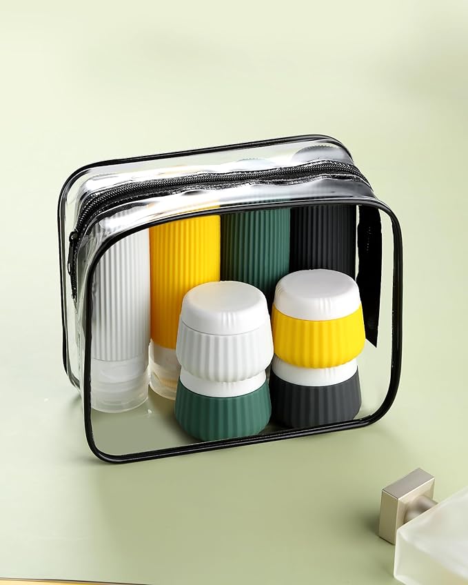 Travel Bottles for Toiletries 8 Pack, TSA Approved 3 oz Travel Containers with Clear Bag, Leak Proof Silicone Squeezable Essentials Jars