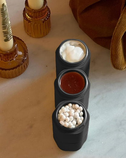 Cadence Extender - Add On to Any Flex Magnetic Containers with Lids,Extension to Travel Bottles for Toiletries - Carry On Travel Essentials For Women/Men - Adds Additional 1.43 fl oz - 3pk, Charcoal