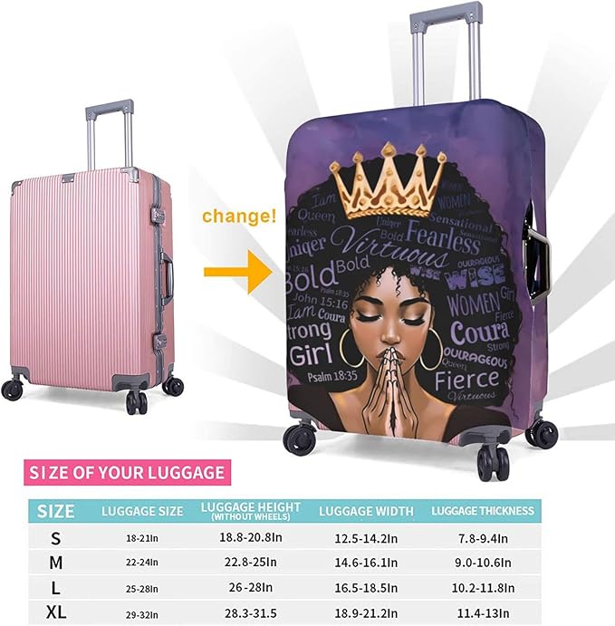 Luggage cover protector luggage cover for Suitcase Washable Suitcase Protector Anti-scratch Suitcase cover Medium African American Black Girl style77