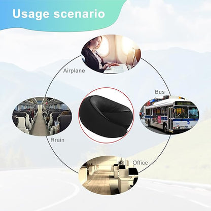 Cloud Sleep Travel Pillow｜360° Adjustable Neck Pillow for Airplane & Office｜NASA Memory Foam｜Free Eye Mask & Earplugs (Black)