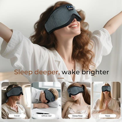 Sleep mask Headphones,100% Blackout 3D Zero Eye Pressure Bluetooth Sleep mask Breathable Eye mask with Bluetooth Headphones Sleep Headphones for Side Sleepers, 14H Playtime&Bluetooth 5.4 Grey