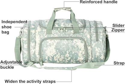 Gym Bag Duffle Bags for Men Women with Shoes Compartment Sport Weekend Travel Overnight Carry On Bag for Tactical Military Travel Work Out Bags (ACCamo)