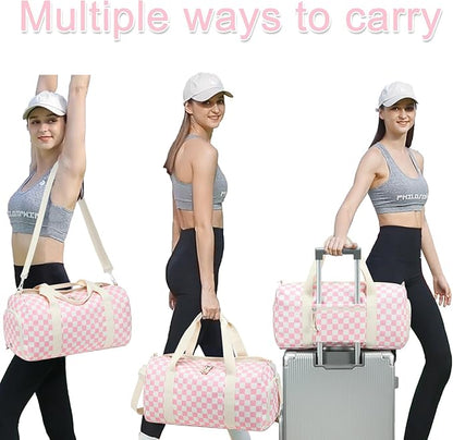 BLUBOON Duffle Bag Girls Kids Cute Gym Bag with Shoes Compartment & Wet Separation Waterproof Sports Overnight Travel Bag