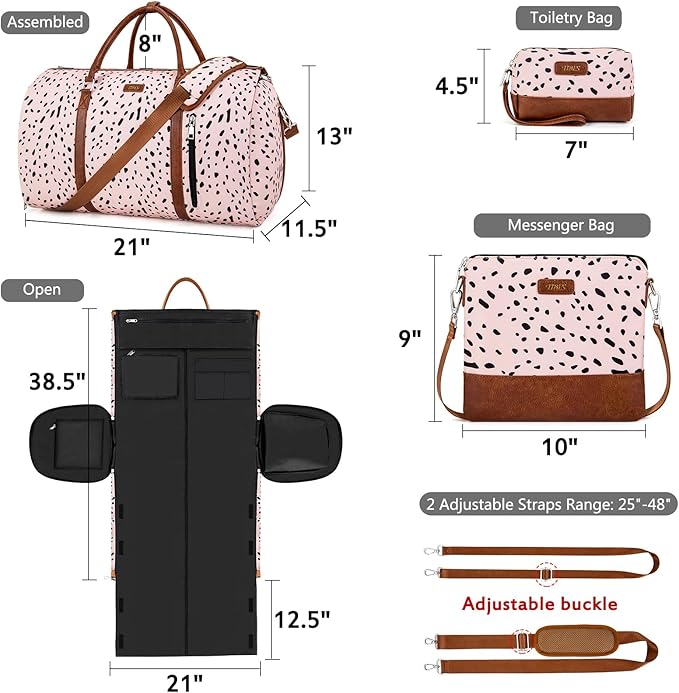 Convertible 2-in-1 Garment Bags for Travel, Carry On Garment Duffle Bag With Shoe Compartment Large Weekender Bag for Women Men Hanging Suitcase Suit Travel Duffel Overnight Bags 4pcs Set