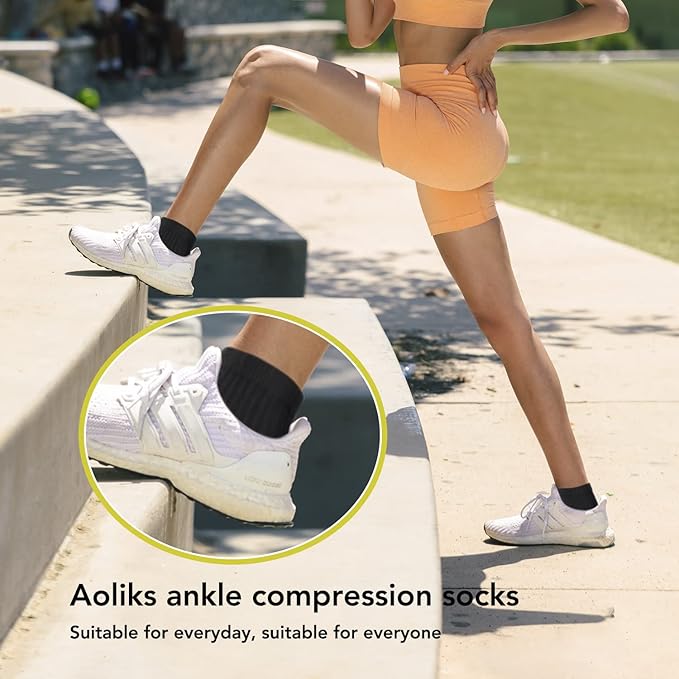 5 Pairs Copper Compression Socks for Women & Men - Ankle Plantar Fasciitis Arch Support Running Socks for Athletic