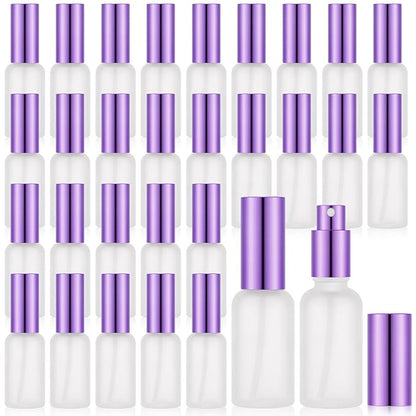 Roshtia 30 Pcs 1 oz/ 30 ml Purple Glass Spray Bottle Refillable Perfume Atomizer Clear Decorative Empty Bottles with Fine Mist Sprayer Pump for Face Body Travel