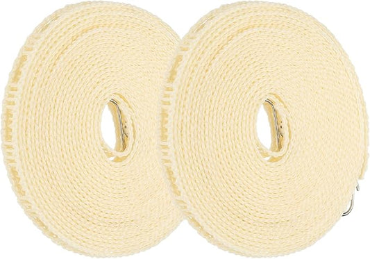 uxcell 2 Pcs Portable Travel Clothesline, 26.2ft Clothes Line Outdoors Travel Hanger Foldable Clothesline Rope with Hooks for Camping Hotel Backyard Home Cruise Ship, Beige