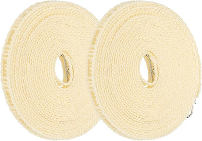 uxcell 2 Pcs Portable Travel Clothesline, 32.8ft Clothes Line Outdoors Travel Hanger Foldable Clothesline Rope with Hooks for Camping Hotel Backyard Home Cruise Ship, Beige