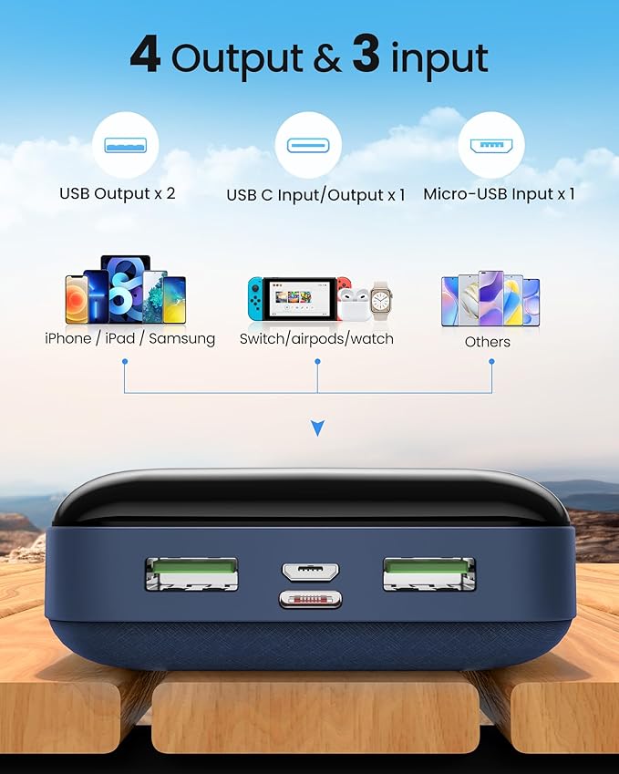 Power Bank 50000mAh 22.5W Fast Charging Portable Charger, USB C Quick Charge with 3 Outputs & 2 Inputs, LED Display, Huge Capacity External Cell Phone Battery Pack for iPhone, iPad, Camping