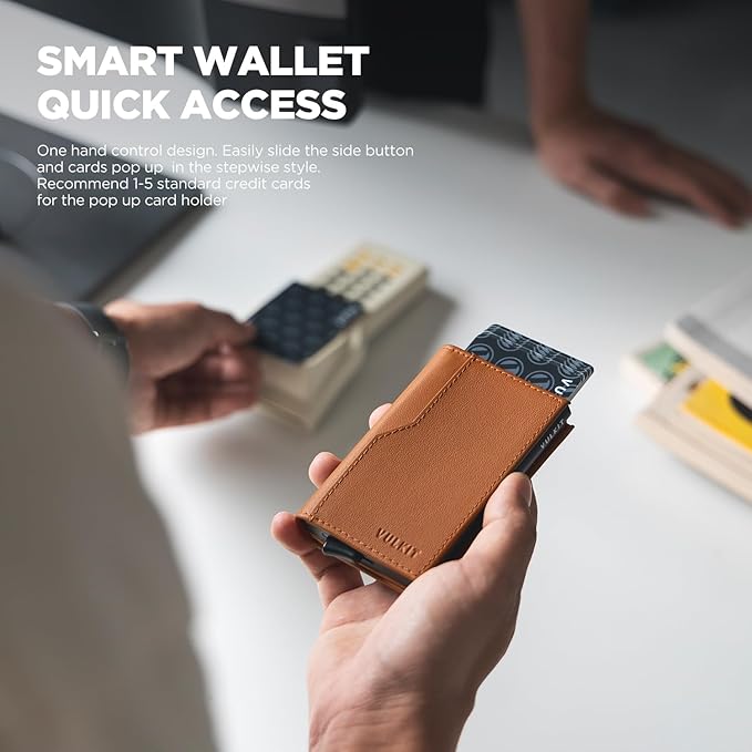 VULKIT Card Holder Wallet with Double ID Windows RFID Blocking Pop Up Wallet Minimalist Design for 12 Cards