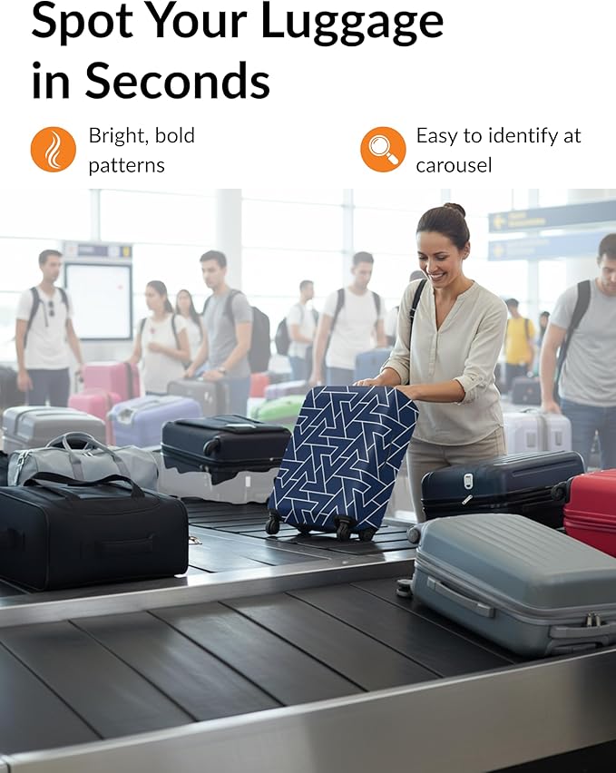 Luggage Cover – Navy Blue Stretchable Suitcase Protector – Washable, Scratch-Resistant & Dustproof Elastic Cover for Extra Large Travel Bags