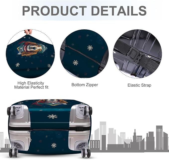 FOREVER QUEEN Basset Hound Luggage Cover Suitcase Protector Suitcase Cover Anti-Scratch,Stretchable Bag Cover Washable Durable Polyester