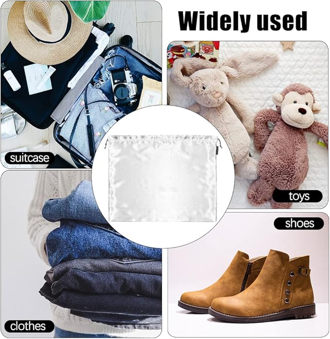 10 Pack Dust Bags for Purses and Handbags, Silk Dust Cover Storage Bag with Drawstring Travel Storage Pouch for Handbag Purse Shoes Boots (White, 23.6 × 19.6 in)