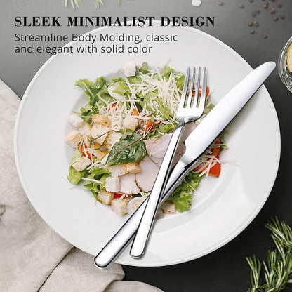 KINGSTONE Silverware Sets, 60 Piece Flatware Set for 12, 18/10 Stainless Steel Cutlery Set Mirror Polished Modern Design Dishwasher Safe