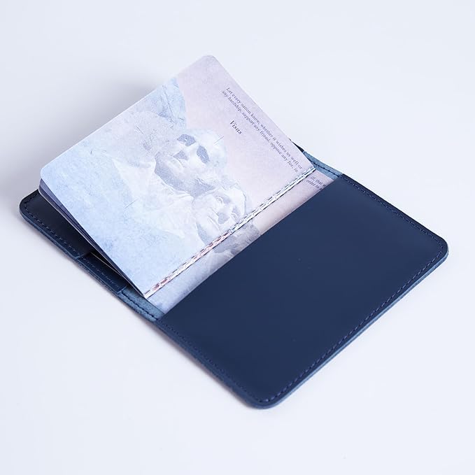 INCARNE US Leather Passport Holder for Travel - Passport Case - Passport Wallet for Men - Passport Cover for Women Sleeve Protector - Travel Essentials Vacation Luggage Travel Gifts - Classic Blue