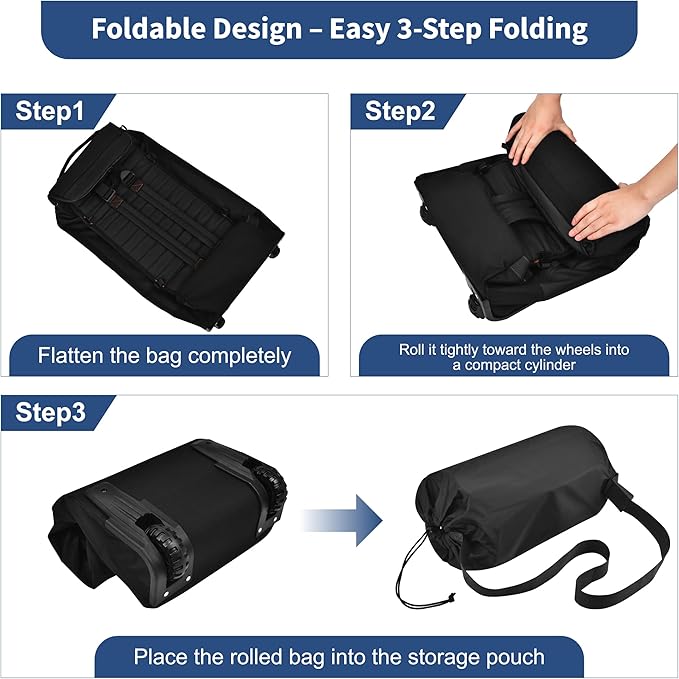 Foldable Rolling Duffle Bag with Wheels - 30" Extra Large Waterproof Travel Backpack with Shoe Compartment, Heavy Duty TSA-Approved Luggage for Men’s Camping, Sports, and Airplane Trips