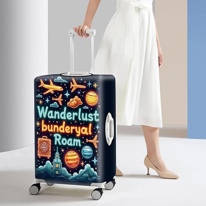 World Map Luggage Cover – Stylish and Durable Travel Suitcase Protector for Wanderlust Enthusiasts and Globe-Trotters, Fits 32"-34" Suitcase,XL