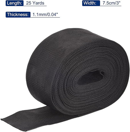 MECCANIXITY Lightweight Polypropylene Webbing Strap 3" 25 Yard Backpack Strapping Band Black for Outdoor Luggage Cargo Straps