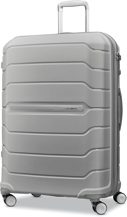 Samsonite Freeform Large Checked Luggage with Dual 360° Spinner Wheels - TSA Lock, Airline-Approved - Lightweight Durable Polypropylene Expandable Hardshell - Light Grey