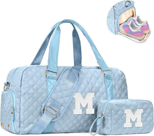 Personalized Duffle Bag Women Girls Gift: Letter Carry on bags, Dance Cheer bag Sports for Girl, Kid Gymnastics Bags, Birthday Gifts for Women Girls Kids Teens Mom Teacher