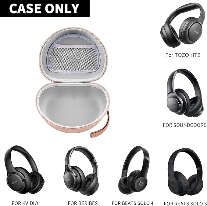 Headphone Case for Beats Solo 4/ for Glynzak/for Picun B8/ for Beats Studio Pro, Solo3, Studio3, Solo2, Solo Pro On-Ear Headphones, Foldable Bluetooth Wireless Headset (Extra Large) - Rose Gold
