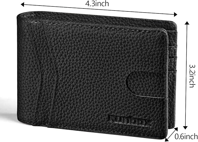 RUNBOX Wallet for Men Slim Rfid Leather 2 ID Window With Gift Box