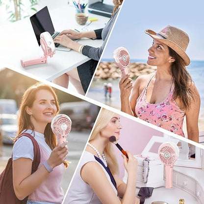 HandFan 2025 Upgraded Portable Misting Fan, Two Button Easy Operation, Handheld Rechargeable Mister Fan, Spray Water Mist Fans, Mini Electric Cooling Fans for Travel, Outdoors, Disney(Pink)