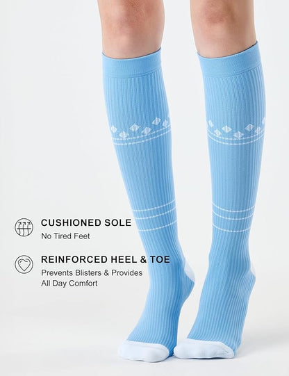 FITRELL 3 Pairs Compression Socks for Women and Men 20-30mmHg-Circulation Support Socks