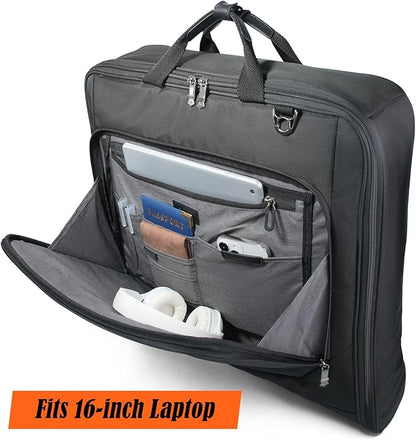 WELKINLAND 3-Suits Garment Bags for Travel W/ 4-Pack Compression Packing Cubes, 30L-Large Carry On Garment Bag for Travel, 15-Pockets Suit Holder Travel Bag, Wrinkle-Free Suit Garment Bag for Men