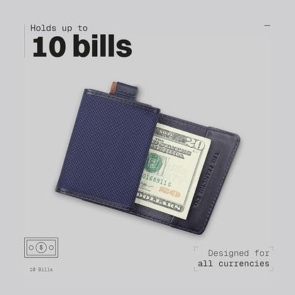 The Frenchie Co. - Speed Wallet Mini - Mini Front Pocket Wallet - Ultra-Slim RFID Blocking Card Holder with Quick-Access Pull Tab - Ballistic Nylon and Full-Grain Italian Leather