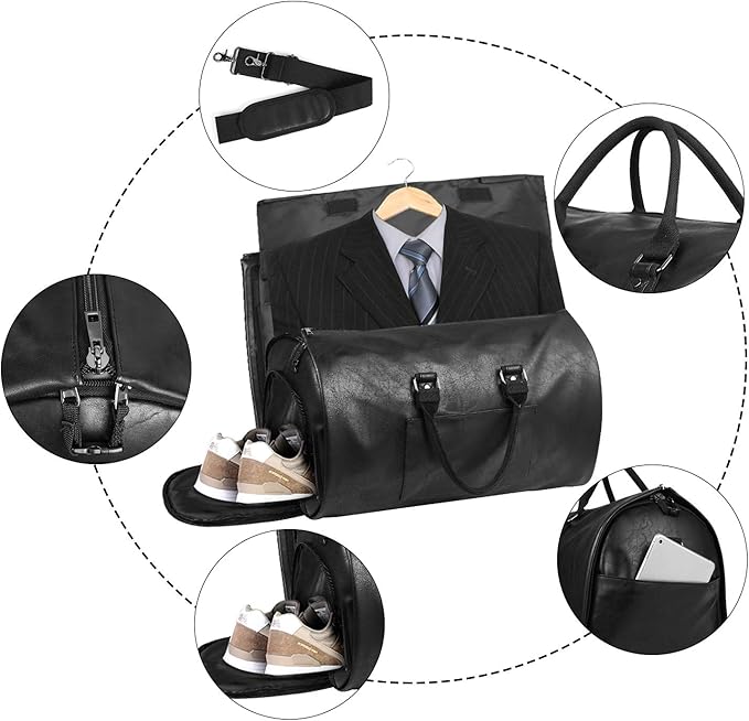 seyfocnia Convertible Travel Garment Bag,Carry on Garment Duffel Bag for Men Women - 2 in 1 Hanging Suitcase Suit Business Travel Bag